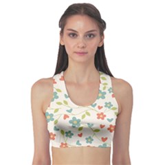 Abstract Vintage Flower Floral Pattern Sports Bra