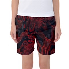 Fractal Red Black Glossy Pattern Decorative Women s Basketball Shorts by Amaryn4rt