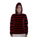 Red And Black Horizontal Lines And Stripes Seamless Tileable Hooded Wind Breaker (Women) View1