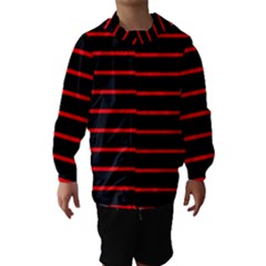 Red And Black Horizontal Lines And Stripes Seamless Tileable Hooded Wind Breaker (kids) by Amaryn4rt