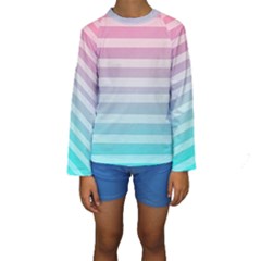 Colorful Vertical Lines Kids  Long Sleeve Swimwear by Brittlevirginclothing