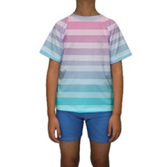 Colorful Vertical Lines Kids  Short Sleeve Swimwear by Brittlevirginclothing