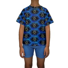 Blue Bee Hive Kids  Short Sleeve Swimwear by Amaryn4rt