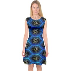 Blue Bee Hive Capsleeve Midi Dress by Amaryn4rt