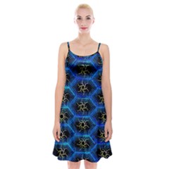 Blue Bee Hive Spaghetti Strap Velvet Dress by Amaryn4rt