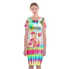 Pattern Decorated Schoolbus Tie Dye Classic Short Sleeve Midi Dress by Amaryn4rt