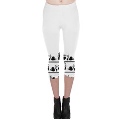 Simple Black And White Design Capri Leggings  by Valentinaart