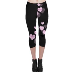 Pink Harts Design Capri Leggings  by Valentinaart