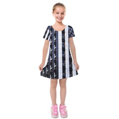 Architecture Building Pattern Kids  Short Sleeve Velvet Dress by Amaryn4rt