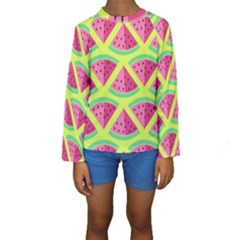 Lovely Watermelon Kids  Long Sleeve Swimwear by Brittlevirginclothing