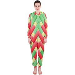 Christmas Geometric 3d Design Hooded Jumpsuit (ladies)  by Amaryn4rt