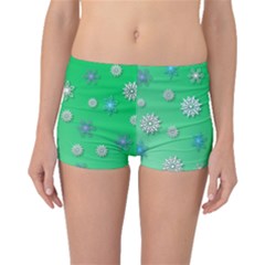 Snowflakes Winter Christmas Overlay Boyleg Bikini Bottoms by Amaryn4rt
