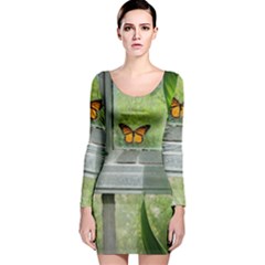 Butterfly #17 Long Sleeve Velvet Bodycon Dress by litimages