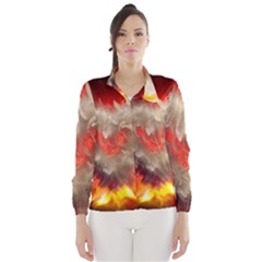 Arts Fire Valentines Day Heart Love Flames Heart Wind Breaker (women) by Nexatart