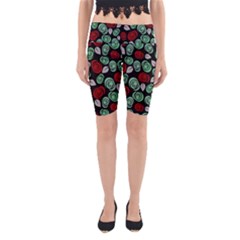 Decorative Floral Pattern Yoga Cropped Leggings by Valentinaart