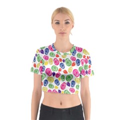 Colorful Roses Cotton Crop Top by Valentinaart