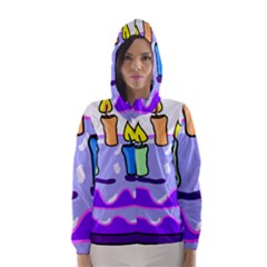 Cake Happy Birthday Hooded Wind Breaker (women) by Nexatart