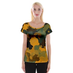 Background For Scrapbooking Or Other Camouflage Patterns Orange And Green Women s Cap Sleeve Top by Nexatart