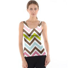 Chevrons Stripes Colors Background Tank Top by Nexatart