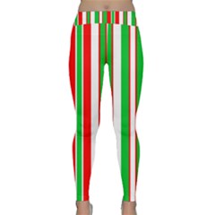 Christmas Holiday Stripes Red Green,white Classic Yoga Leggings