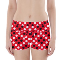 Red & Black Polka Dot Pattern Boyleg Bikini Wrap Bottoms by Nexatart