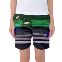 Abstraction Women s Basketball Shorts by Valentinaart