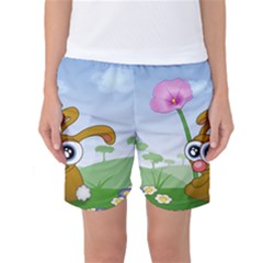 Easter Spring Flowers Happy Women s Basketball Shorts by Nexatart