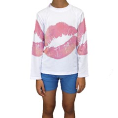 Pink Lips Kids  Long Sleeve Swimwear by Brittlevirginclothing