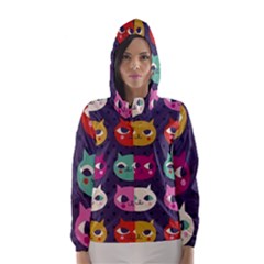 Colorful Kitties Hooded Wind Breaker (women) by Brittlevirginclothing