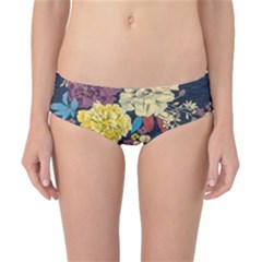 Deep Blue Vintage Flowers Classic Bikini Bottoms by Brittlevirginclothing