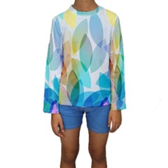 Rainbow Feather Kids  Long Sleeve Swimwear by Brittlevirginclothing