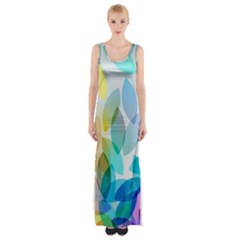 Rainbow Feather Maxi Thigh Split Dress by Brittlevirginclothing