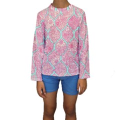 Moroccan Flower Mosaic Kids  Long Sleeve Swimwear by Brittlevirginclothing