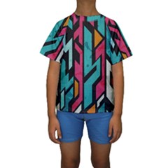 Bohemian Pattern Kids  Short Sleeve Swimwear by Brittlevirginclothing