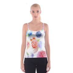 Watercolor Colorful Roses Spaghetti Strap Top by Brittlevirginclothing
