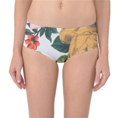 Vintage Flower Mid-waist Bikini Bottoms by Brittlevirginclothing