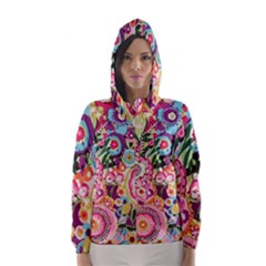 Colorful Flower Pattern Hooded Wind Breaker (women) by Brittlevirginclothing