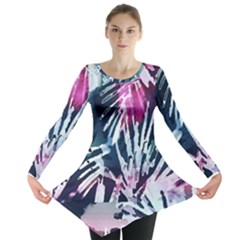 Colorful Palm Pattern Long Sleeve Tunic  by Brittlevirginclothing