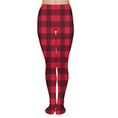 Red And Black Plaid Pattern Women s Tights