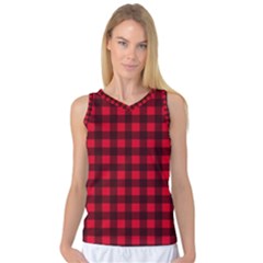 Red And Black Plaid Pattern Women s Basketball Tank Top by Valentinaart
