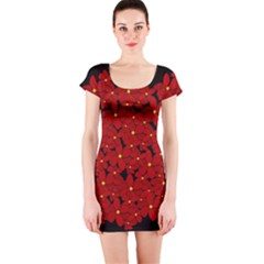 Red Bouquet  Short Sleeve Bodycon Dress by Valentinaart