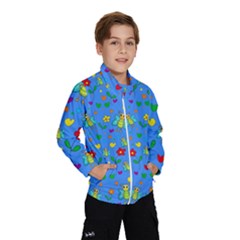 Cute Butterflies And Flowers Pattern - Blue Wind Breaker (kids) by Valentinaart