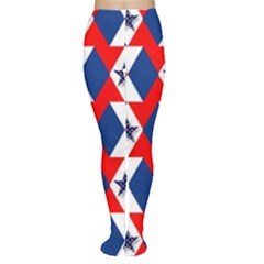 Patriotic Red White Blue 3d Stars Women s Tights by Nexatart