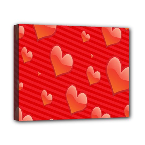 Red Hearts Canvas 10  X 8 