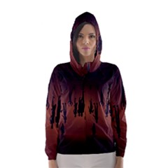 Silhouette Of Circus People Hooded Wind Breaker (women) by Nexatart