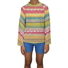 Colorful Bohemian Kids  Long Sleeve Swimwear by Brittlevirginclothing