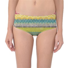 Colorful Bohemian Mid-waist Bikini Bottoms by Brittlevirginclothing