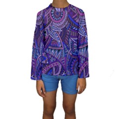 Abstract Electric Blue Hippie Vector  Kids  Long Sleeve Swimwear by Brittlevirginclothing