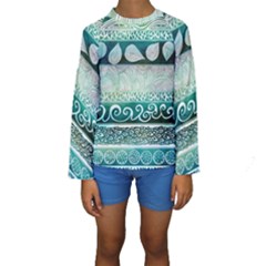 Deep Blue Tribal Kids  Long Sleeve Swimwear by Brittlevirginclothing