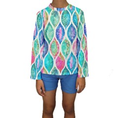 Rainbow Moroccan Mosaic  Kids  Long Sleeve Swimwear by Brittlevirginclothing